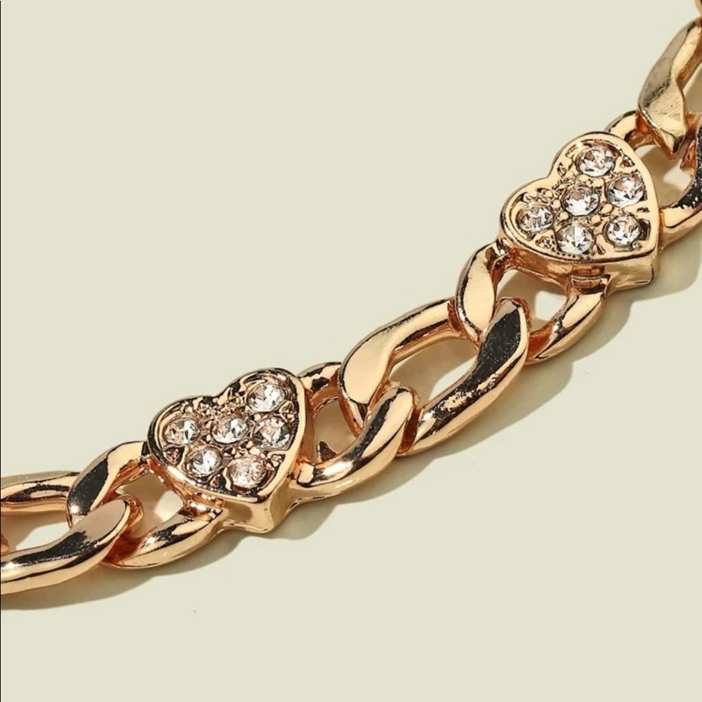 Chain Rhinestone Heart Bracelet - Picture 2 of 3